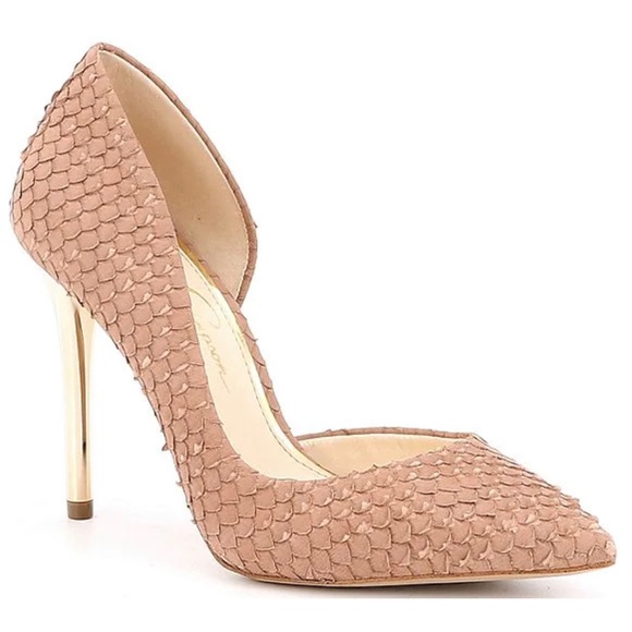 Jessica Simpson Dusty Mauve Snake Emboss Nubuck heels. Size 8 - Picture 7 of 8